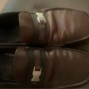 Prada Brown Leather slip on Loafers with Signature side Buckle Loafer Prada | Shoes | Prada Brown Leather Slip On Loafers With  main image 4
